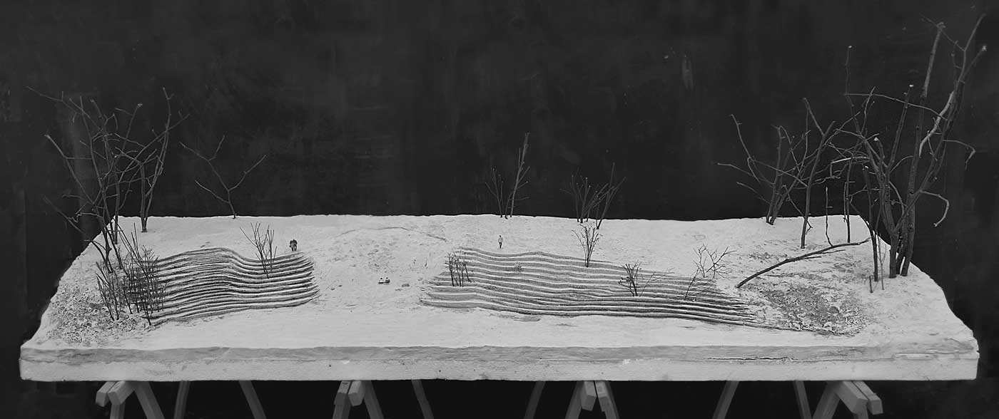 clay ‘working’ model to study the shape of the stairs-like protection against erosion of the the river bank